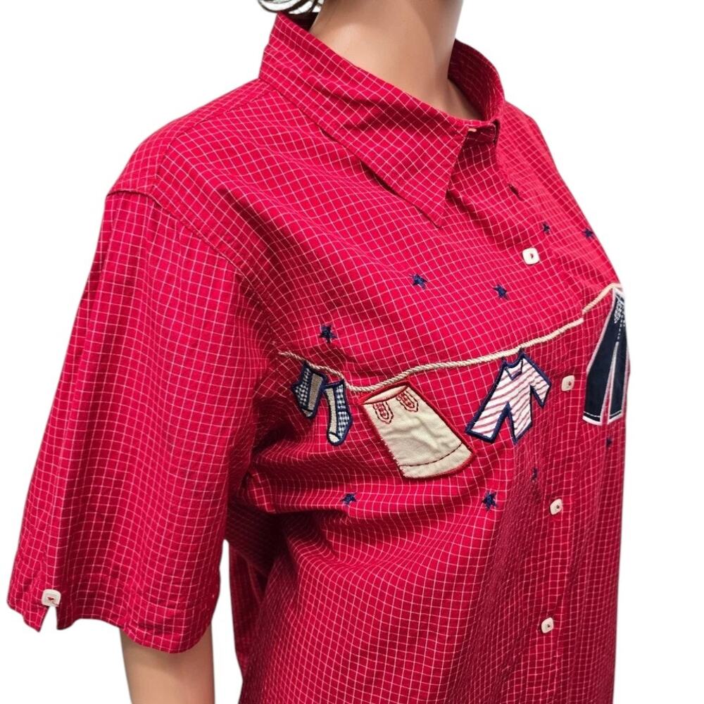 VINTAGE BOBBIE BROOKS Shirt Plus 18W 20W Button down Embroidered Clothesline - Picture 5 of 12